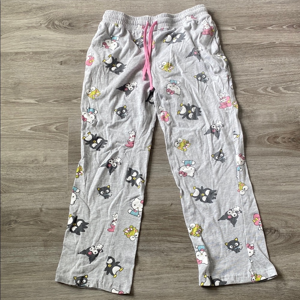 Hello Kitty Gray Pajama Pants with Cartoon Print